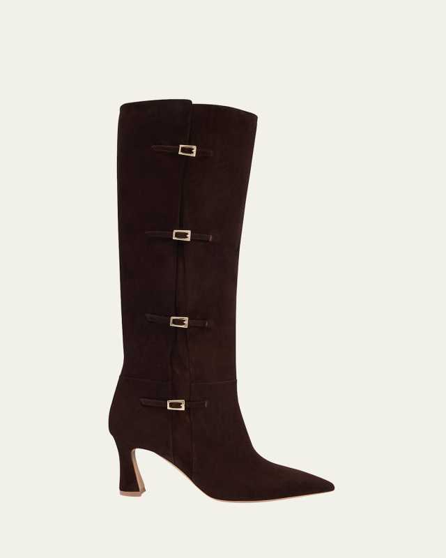 Nolan Suede Quad-Buckle Knee Boots